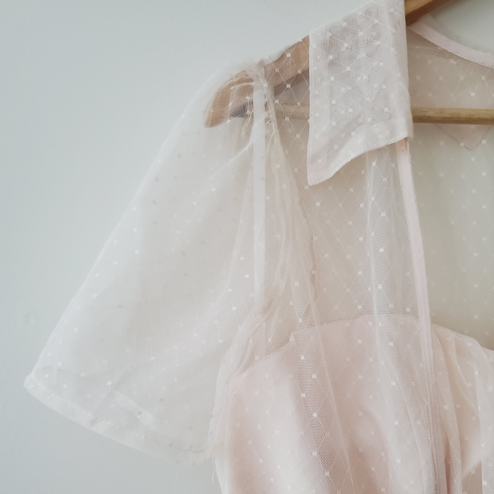 Unique Vintage Swiss Dot Tulle Sweetheart Retro Swing Dress - Picture 4 of 16